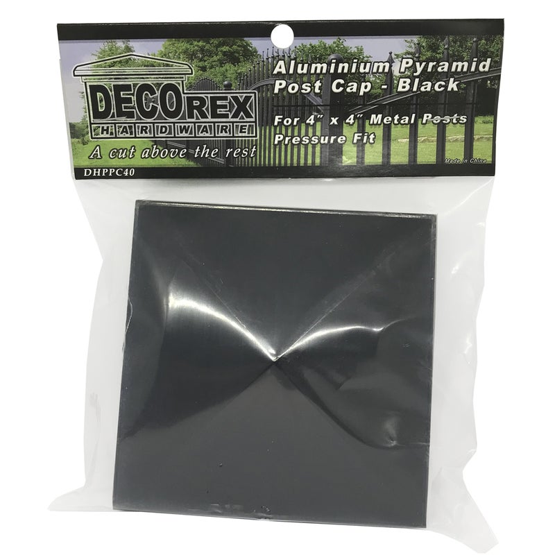 Decorex Hardware 4" x 4" Aluminium Pyramid Post Cap for Metal Posts - Pressure Fit - Black - Image 3